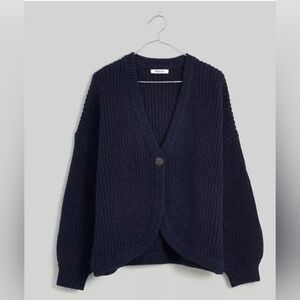 Madewell, Shirttail‎ Cardigan Sweater, Dark Indigo, Size XS
